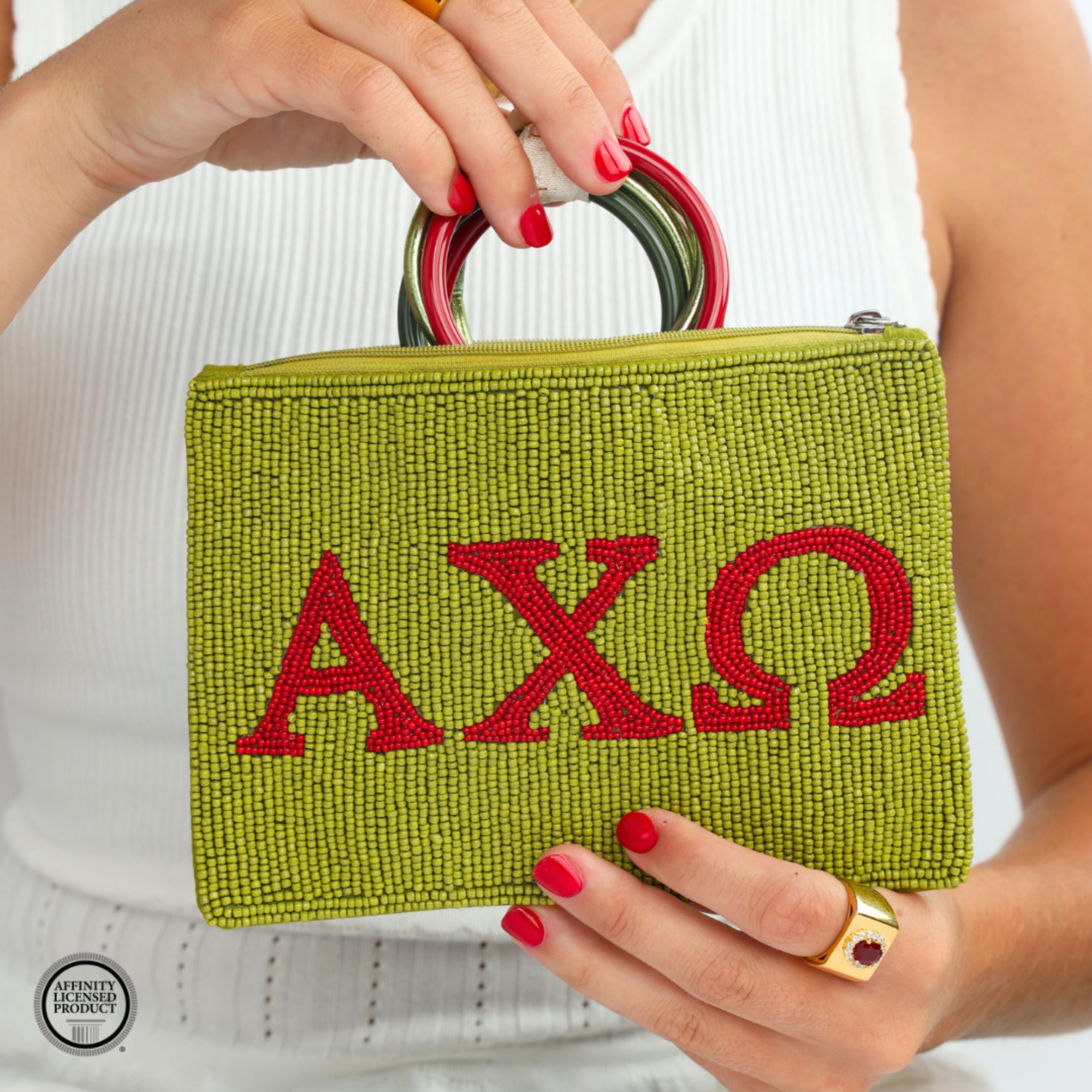 Alpha Chi Omega Beaded Pouch