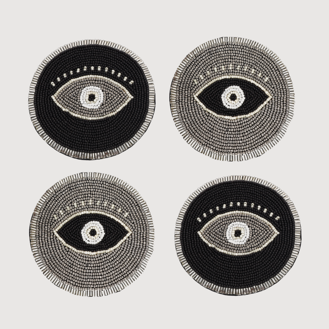 Black and Silver Eye Coasters | BuDhaGirl