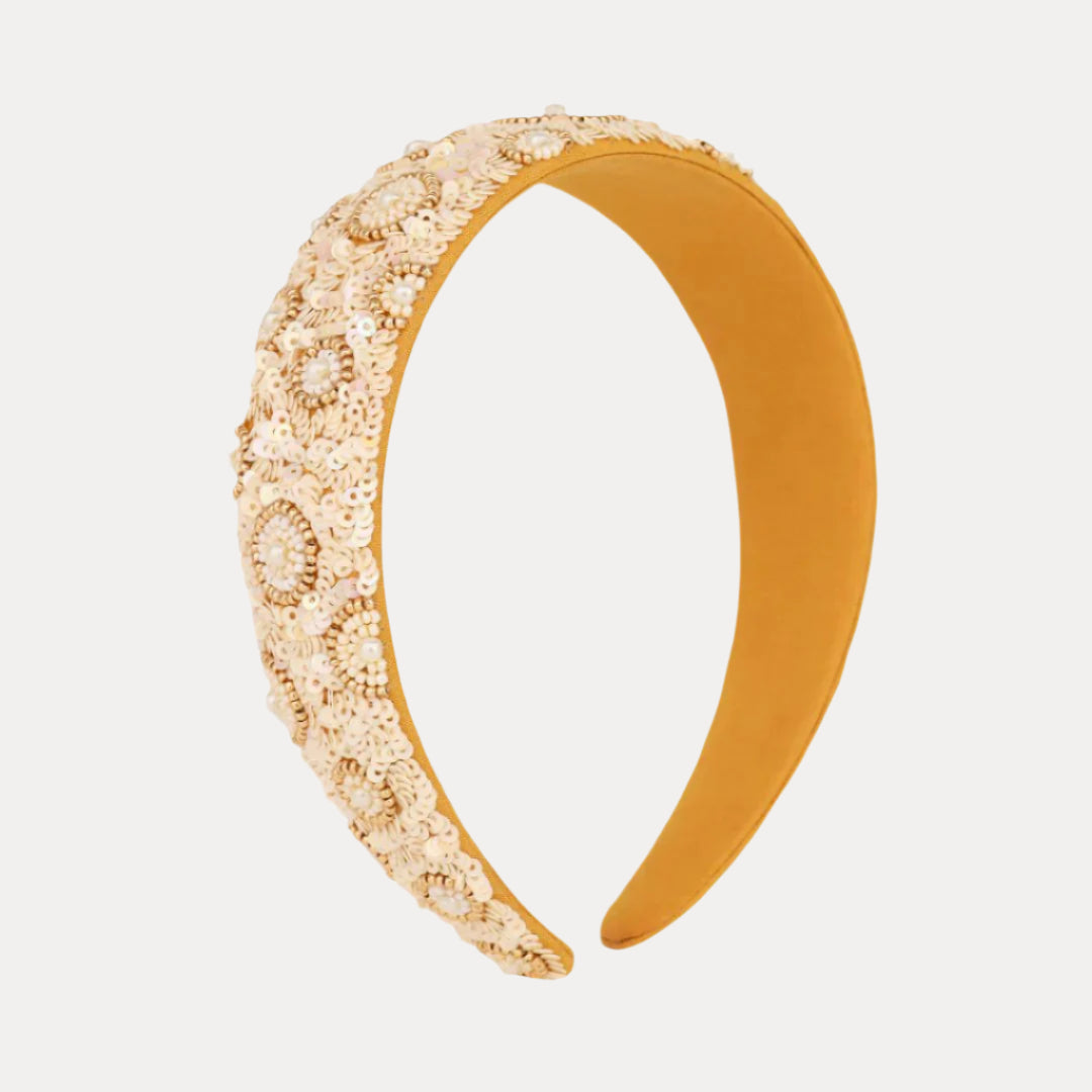 Natasha Cream Sequin Pearl Headband