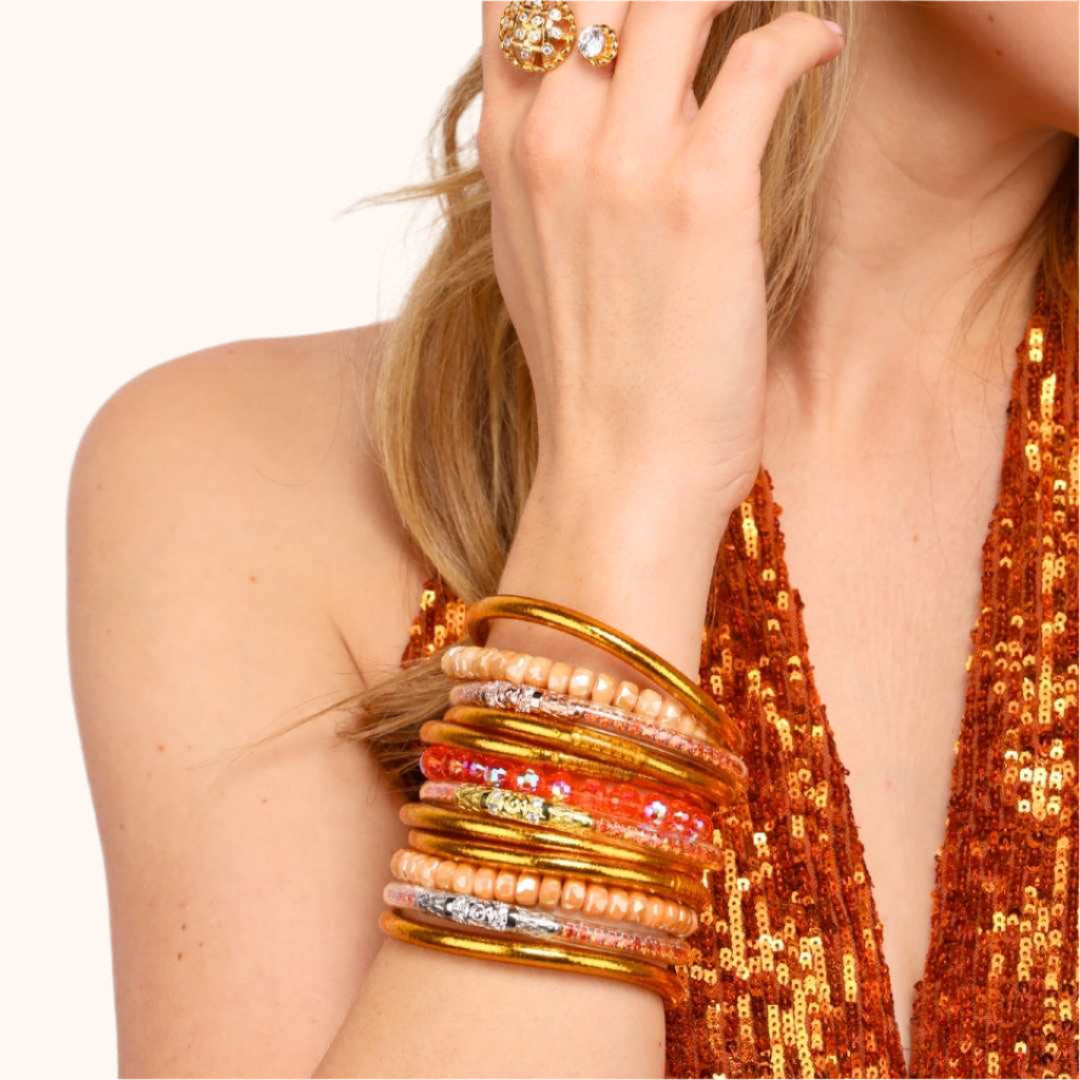 Dune Orange Beaded Bracelet - Set of Three | BuDhaGirl