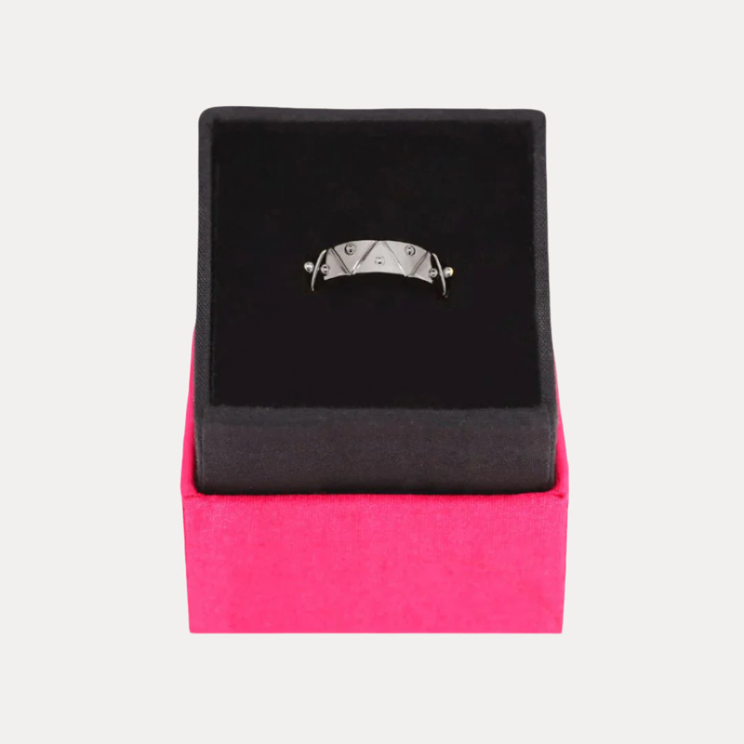 Palladium Dark Gold Plated Brass "Feel" Serenity Ring for Women | BuDhaGirl