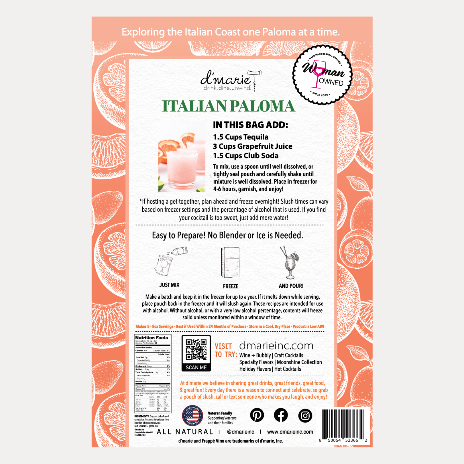 D'Marie Italian Paloma Mix | Grapefruit Tequila Slush | BuDhaGirl