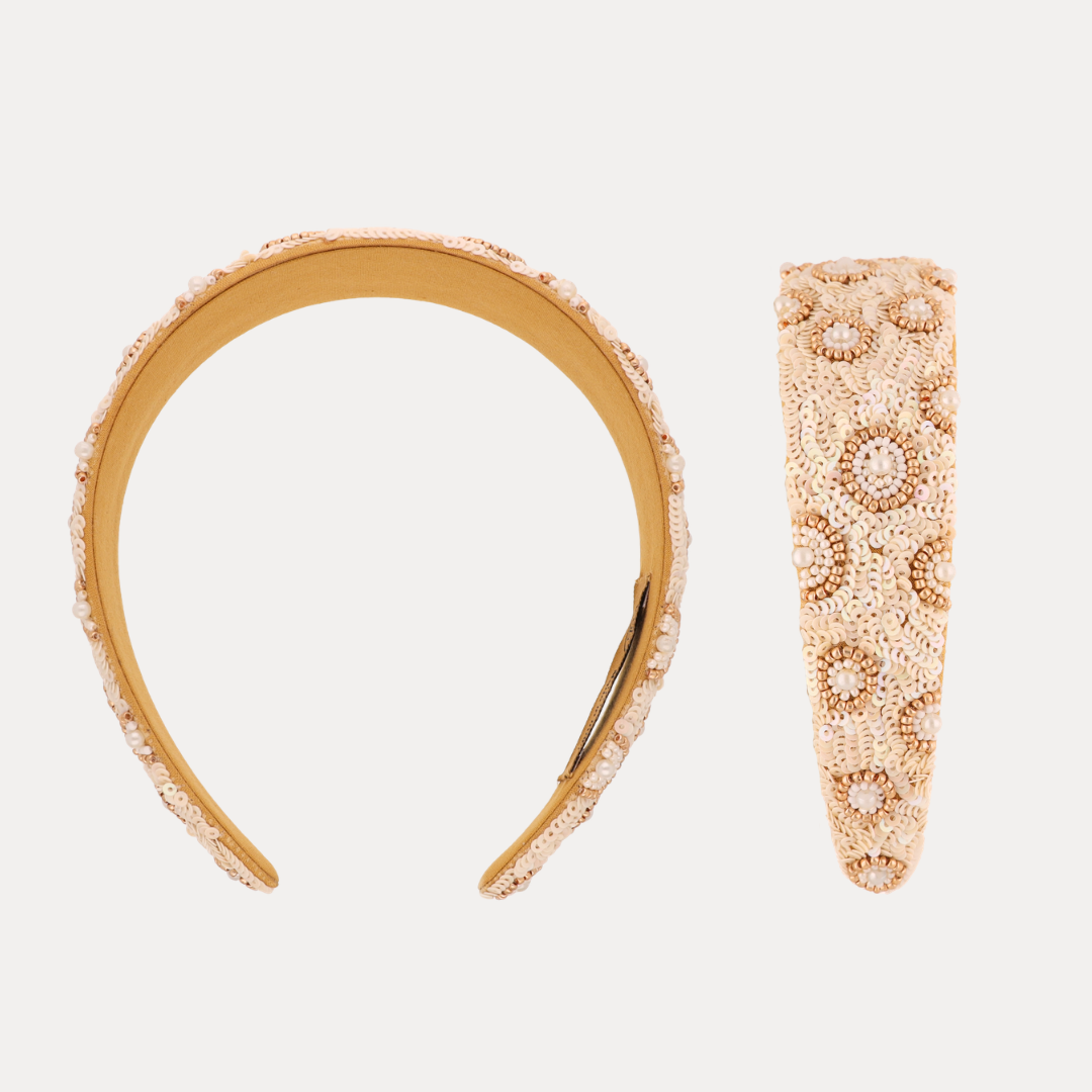 Natasha Cream Sequin Pearl Headband