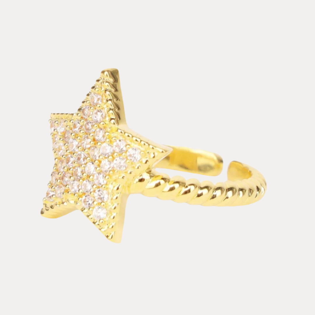Gold/White North Star Ring for Women | BuDhaGirl