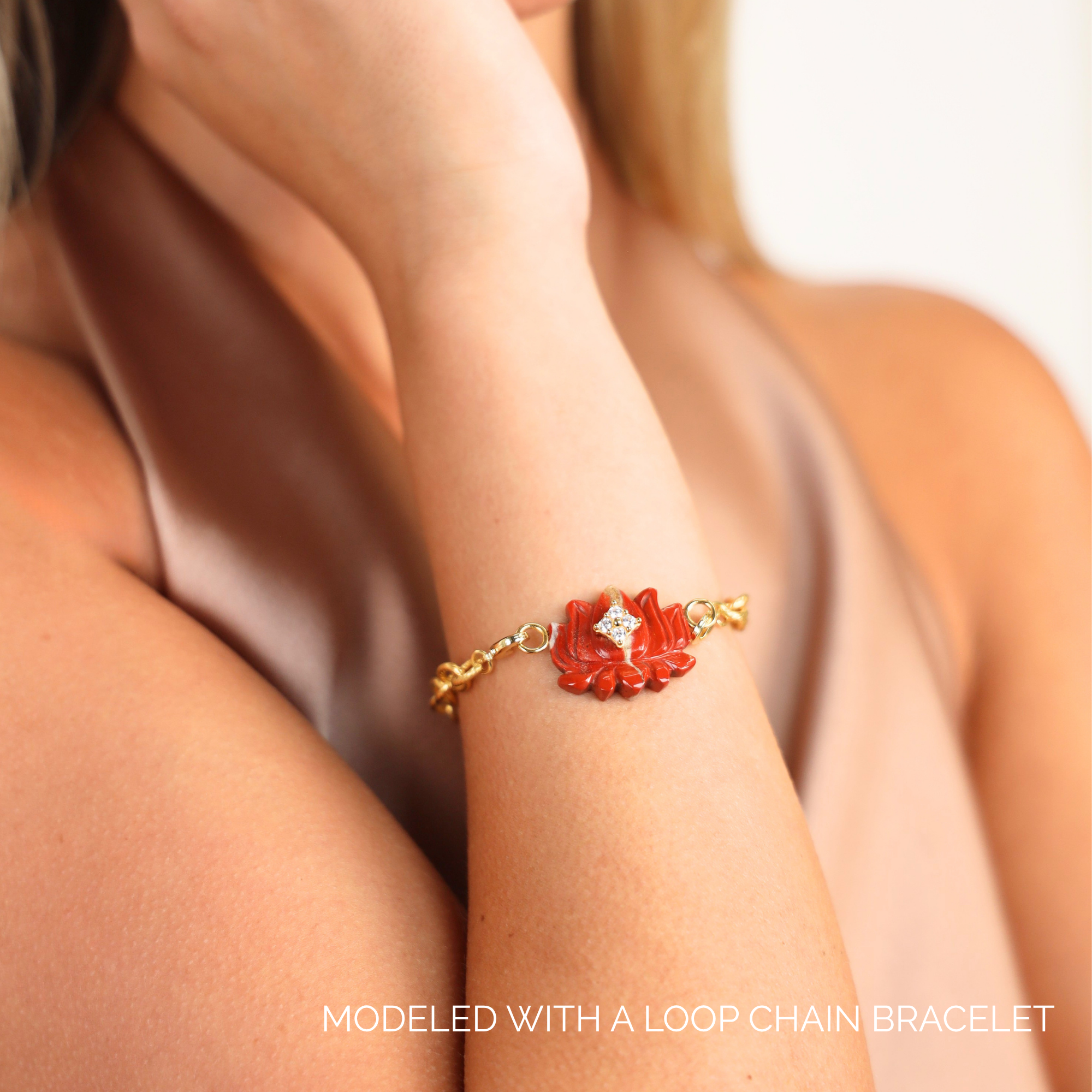 Red Chalcedony Lotus Charm