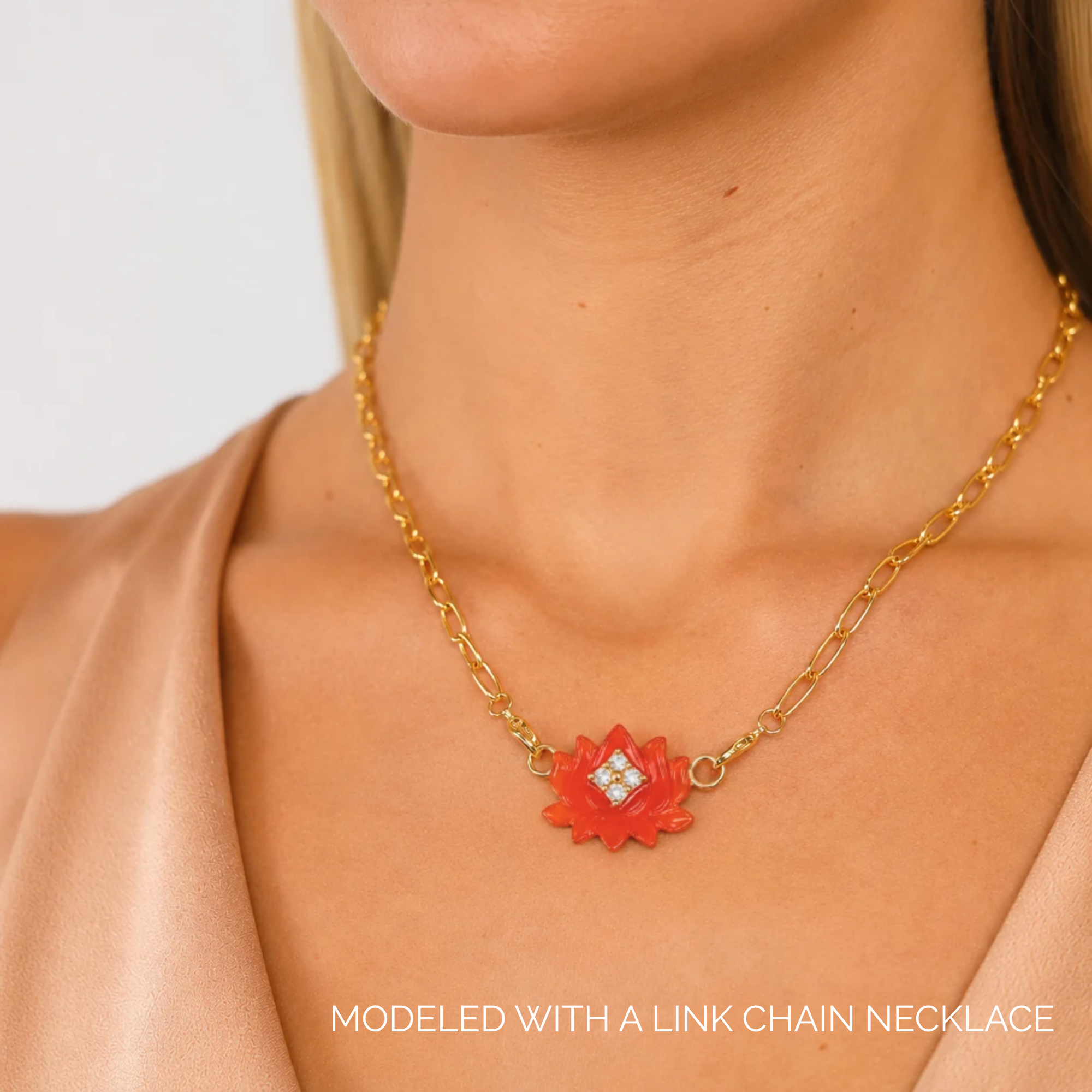 Red Chalcedony Lotus Charm