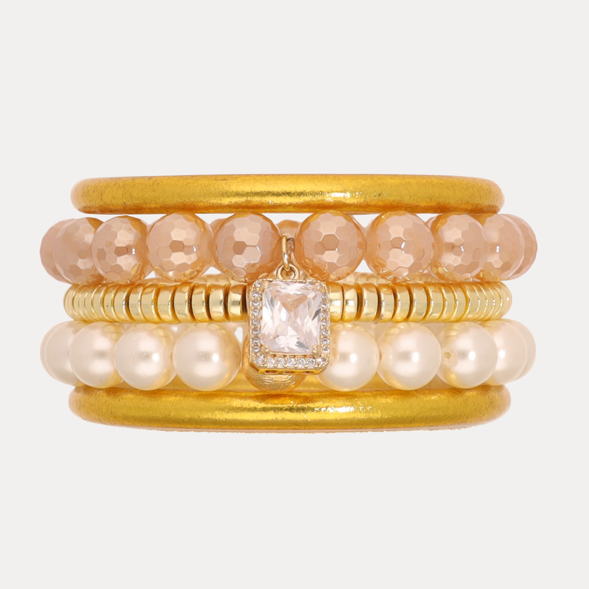 Reykjavik Arctic Stack | Gold & Pearl All Weather Bangle Set | BuDhaGirl