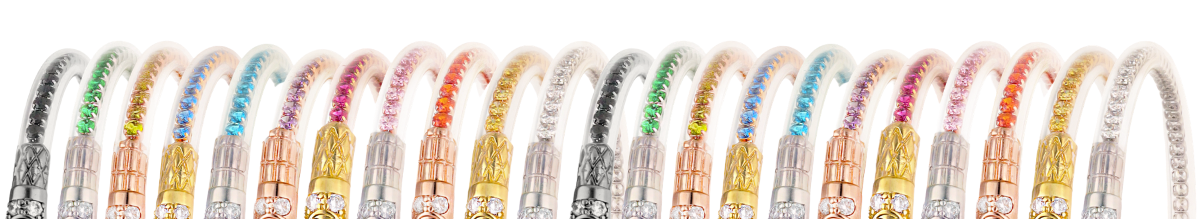 a group of bracelets with different colors