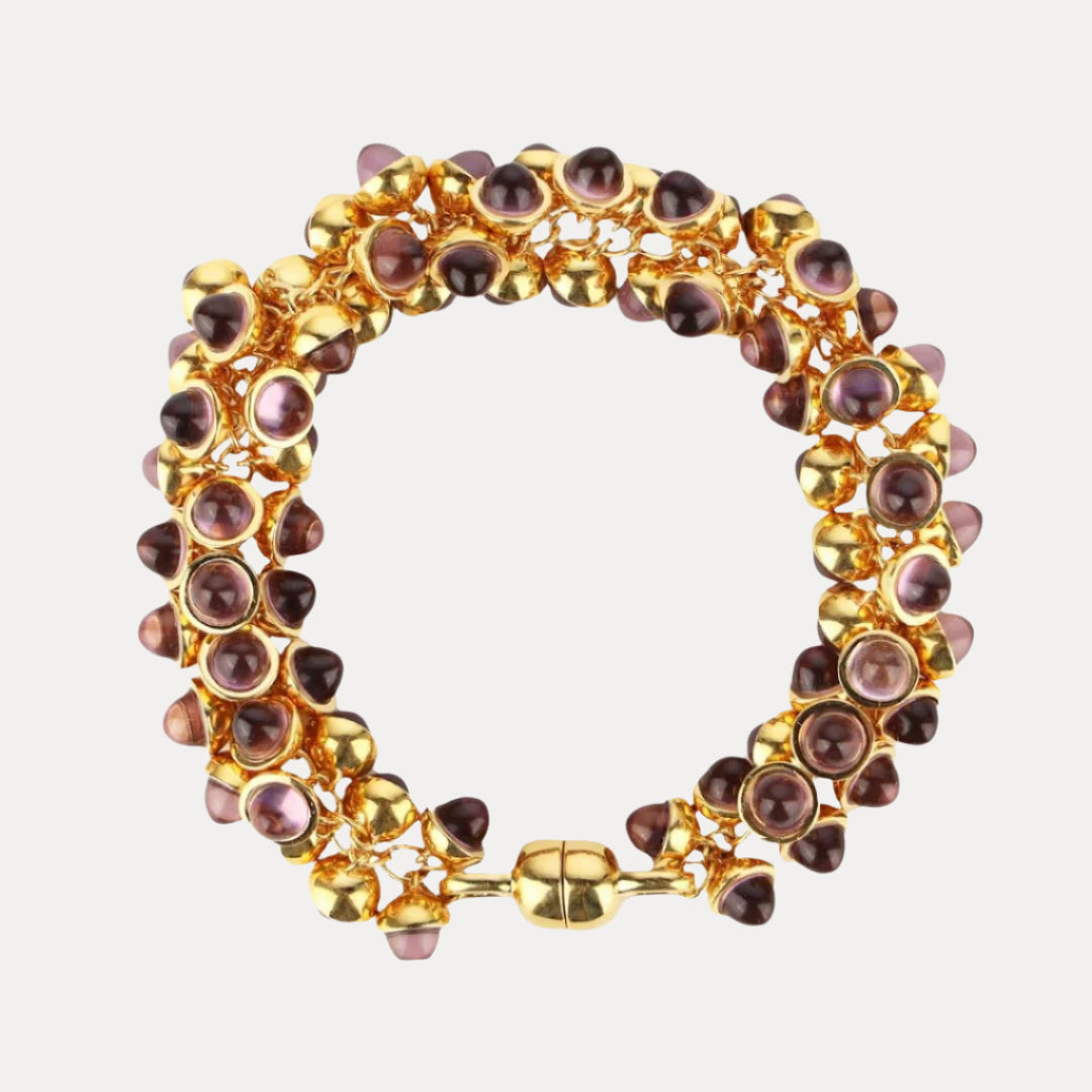 Cosmic Cabochon Cut Crystals Bracelet - Amethyst | BuDhaGirl