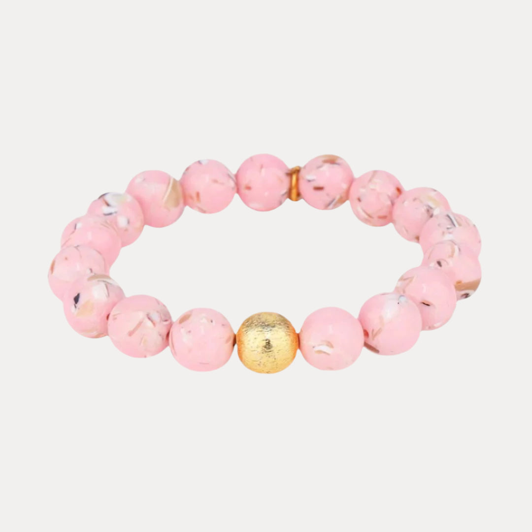 Pulsera de cuentas de mármol - Rosa rubor