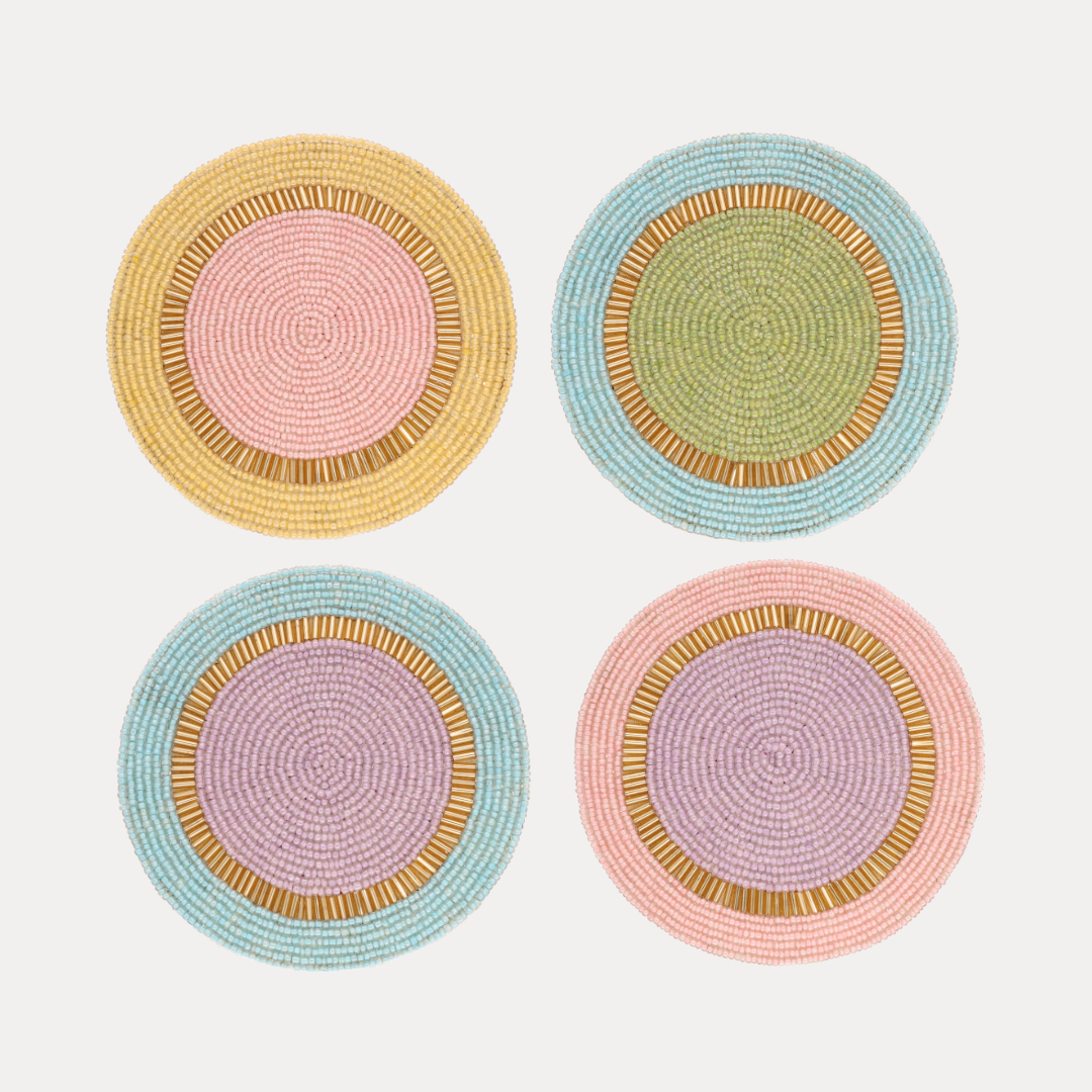 a group of colorful round objects