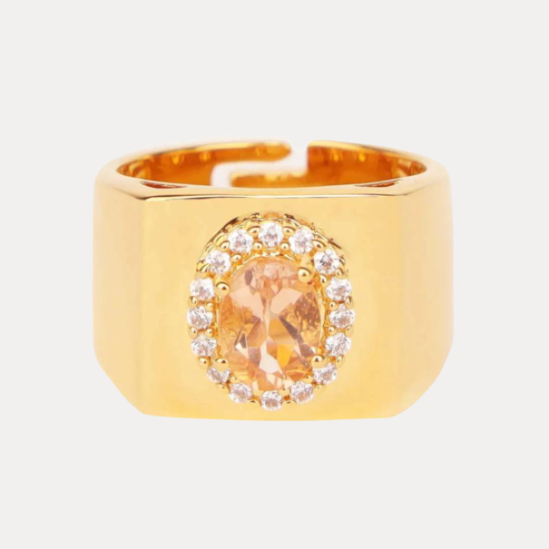 Pink Tourmaline/White Gold Plated Brass Adjustable Birthday/Birthstone Rings | BuDhaGirl