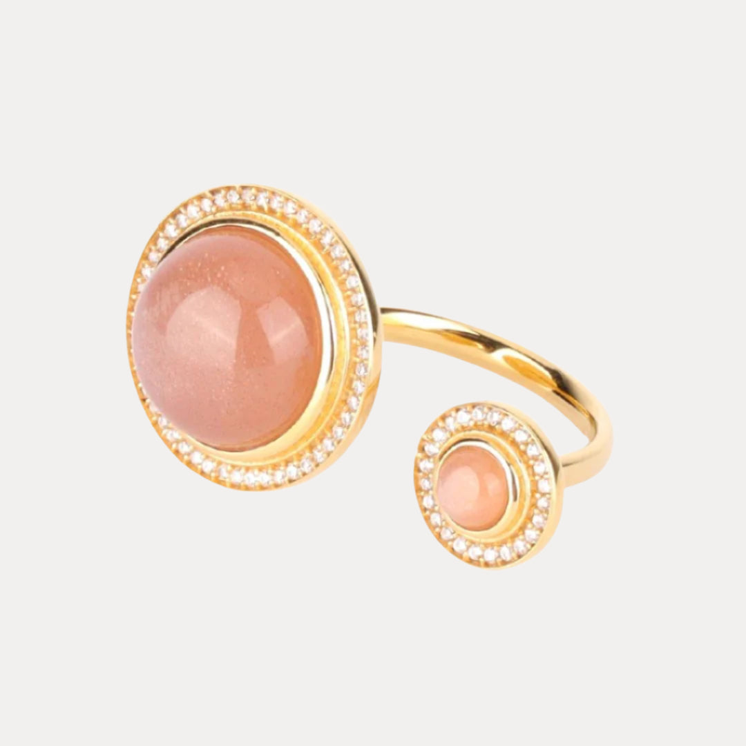 Peach Moonstone Maxi Orbit Adjustable Size Ring | BuDhaGirl