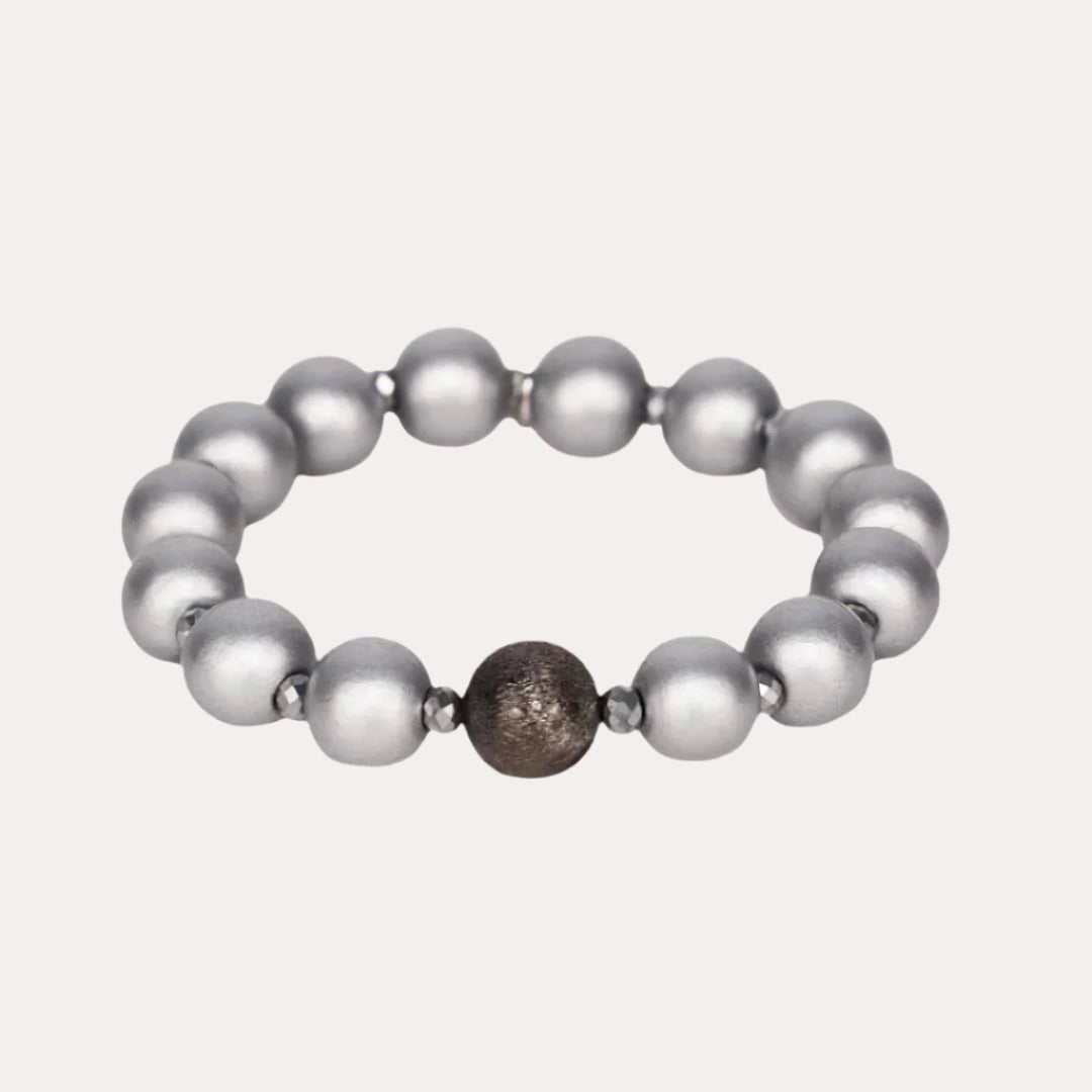Silver Beaded With Tiny Silver Crystals Shaanti Bracelet | BuDhaGirl