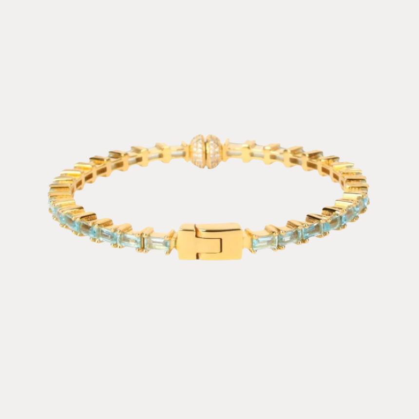Sky Blue Topaz Baguette Crystals Aurora Bracelet | BuDhaGirl