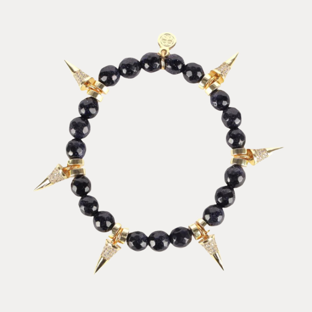 St. Barts Navy Beaded With Crystal Studs Bracelet | BuDhaGirl