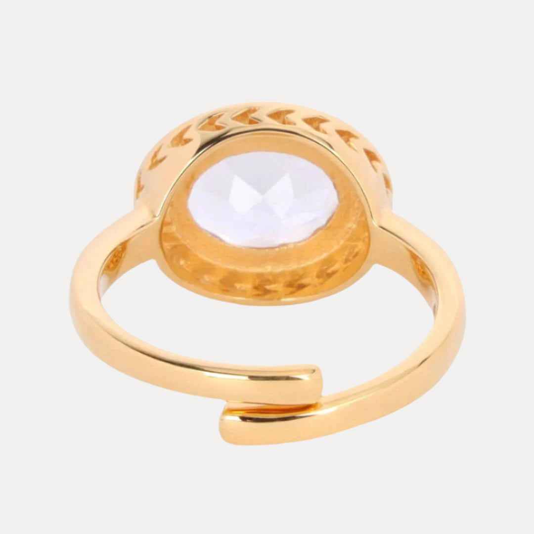 Black Clear Crystal Faceted Crystal Cabochon Orb Enamel Bezel Galaxy Ring | BuDhaGirl