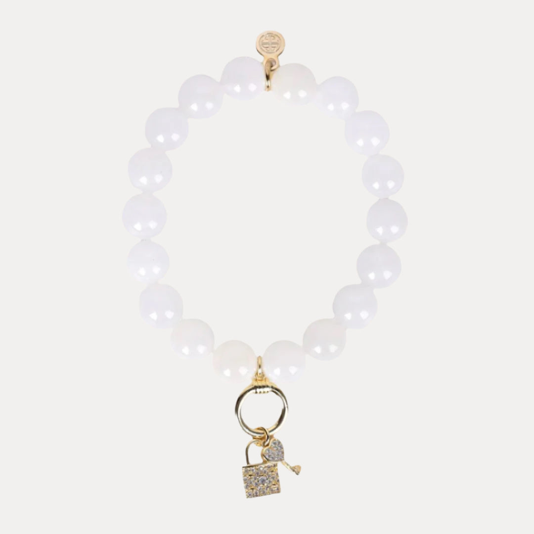 White Lock and Key Beaded Clara Bracelet | BuDhaGirl