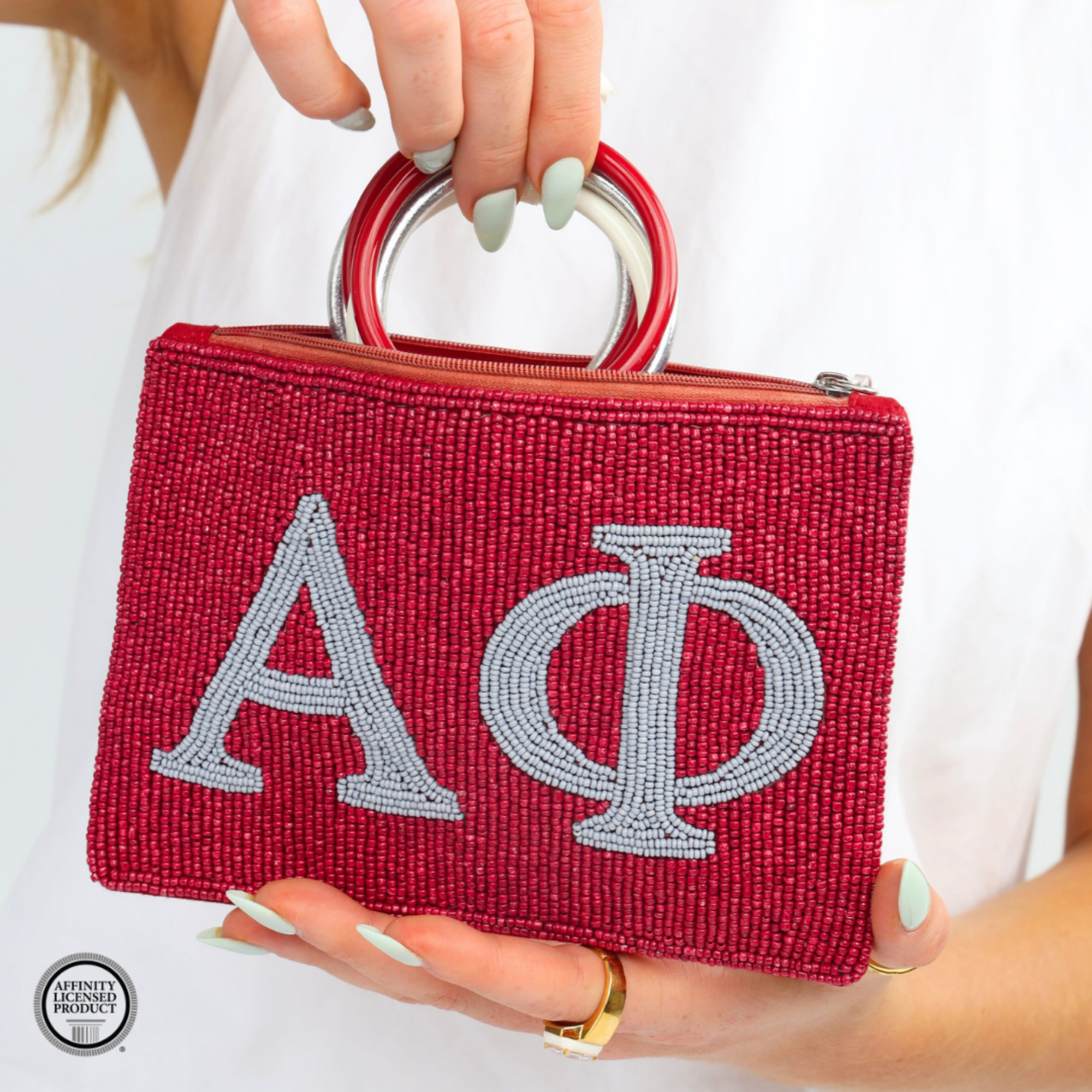 Alpha Phi Beaded Pouch