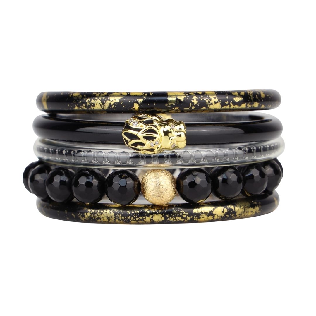 Black Lion Bangle Bracelet Stack | BuDhaGirl