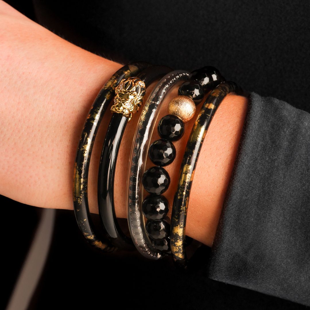 Black Lion Bangle Bracelet Stack | BuDhaGirl