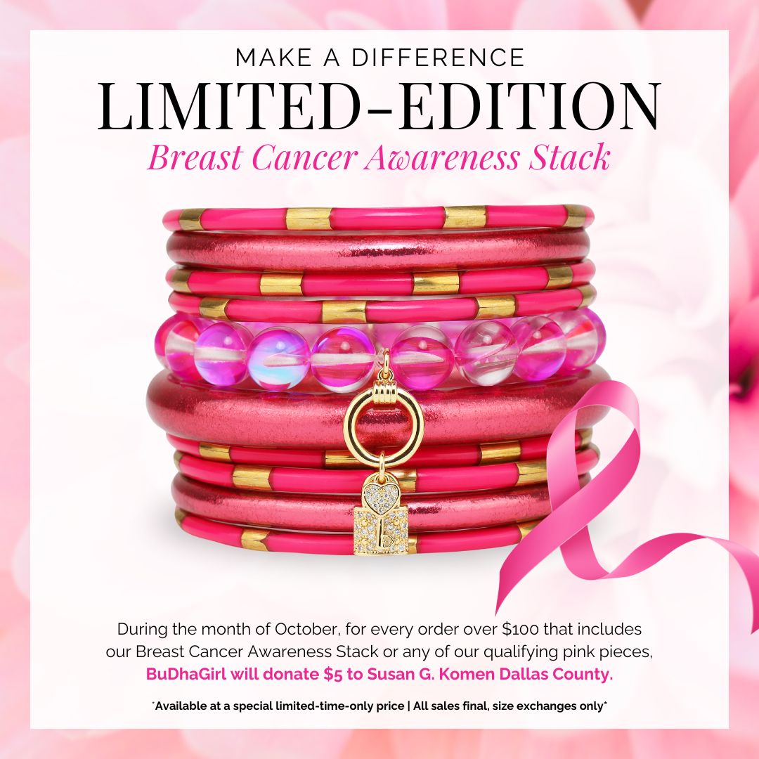 Breast Cancer Awareness Bangle Bracelet Stack | BuDhaGirl