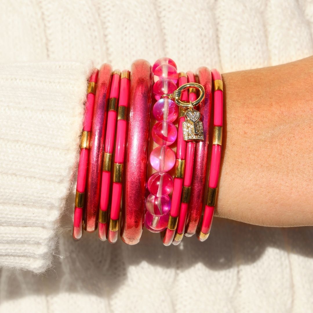 Breast Cancer Awareness Bangle Bracelet Stack | BuDhaGirl