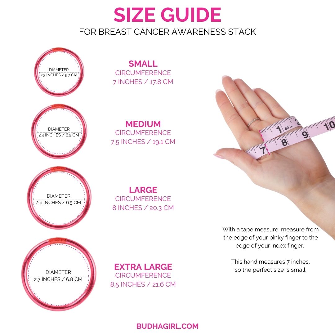 Size Guide for Breast Cancer Awareness Bangle Bracelet Stack | BuDhaGirl