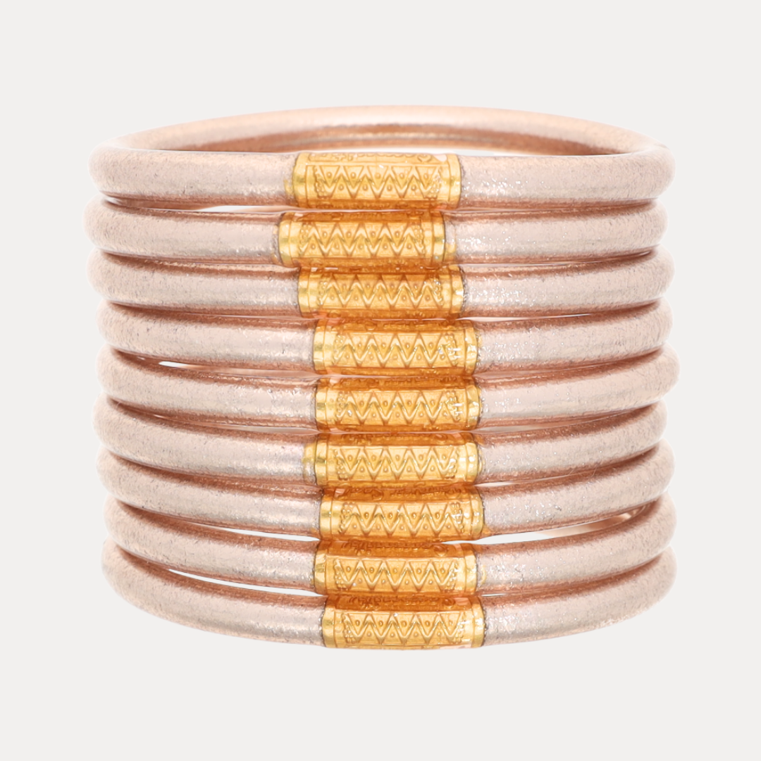 Champagne All Weather Bangles - Set of 9 | Bangles, Bracelets, Jewelry | BuDhaGirl