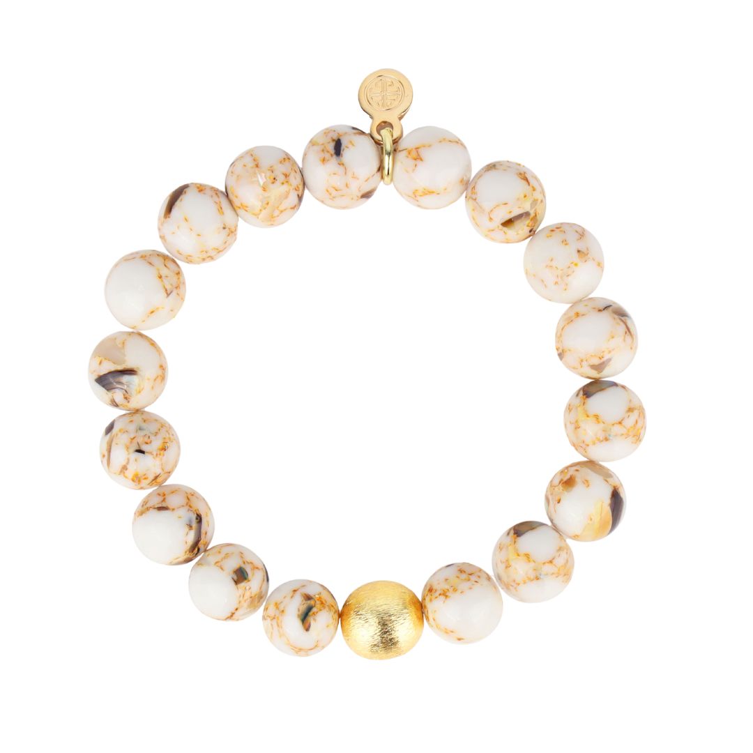 Etoile Marble Beaded Bracelet with Gold Accents | BuDhaGirl®