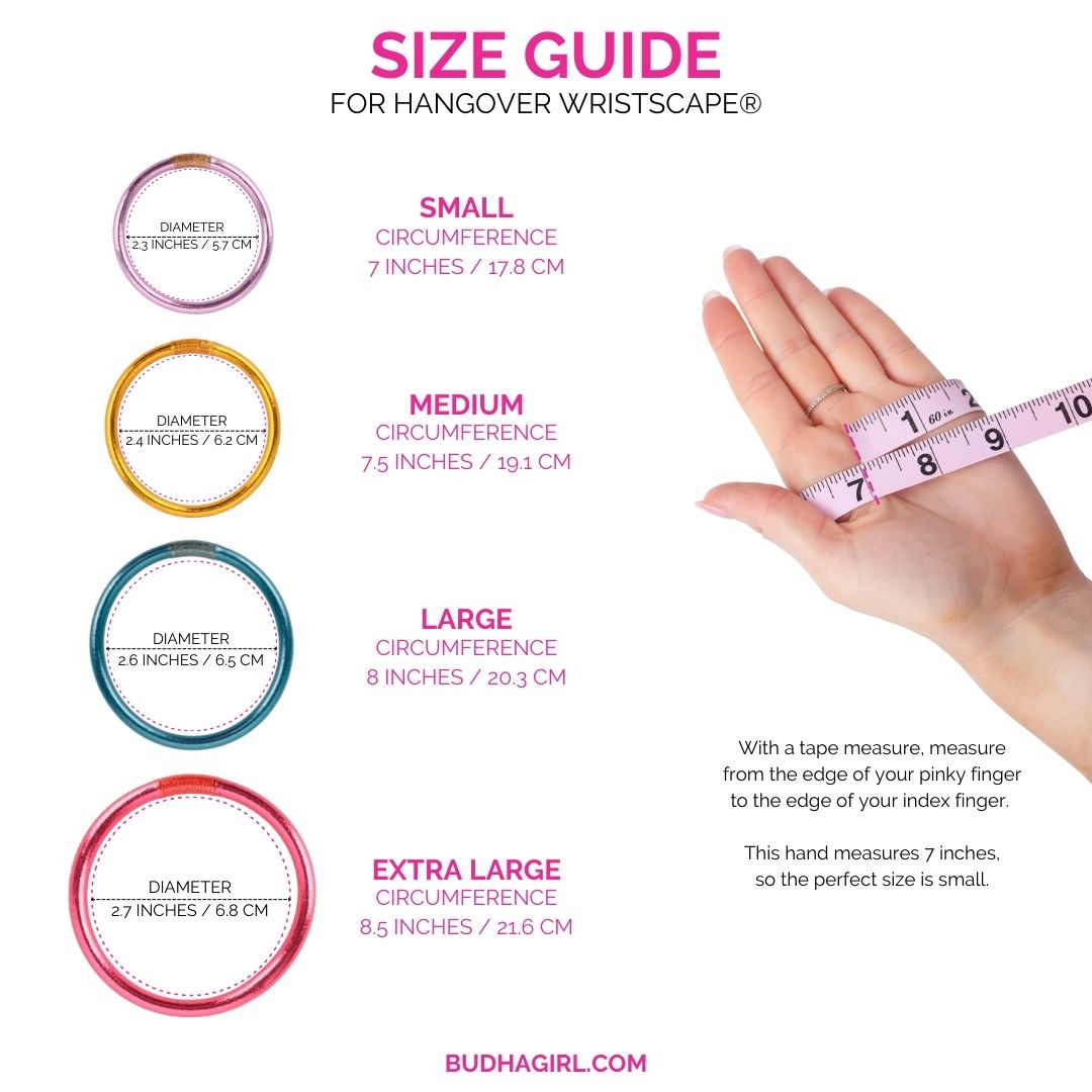 Size Guide for Hangover Wristscape™ Bangle Bracelet Stack of the Week | BuDhaGirl