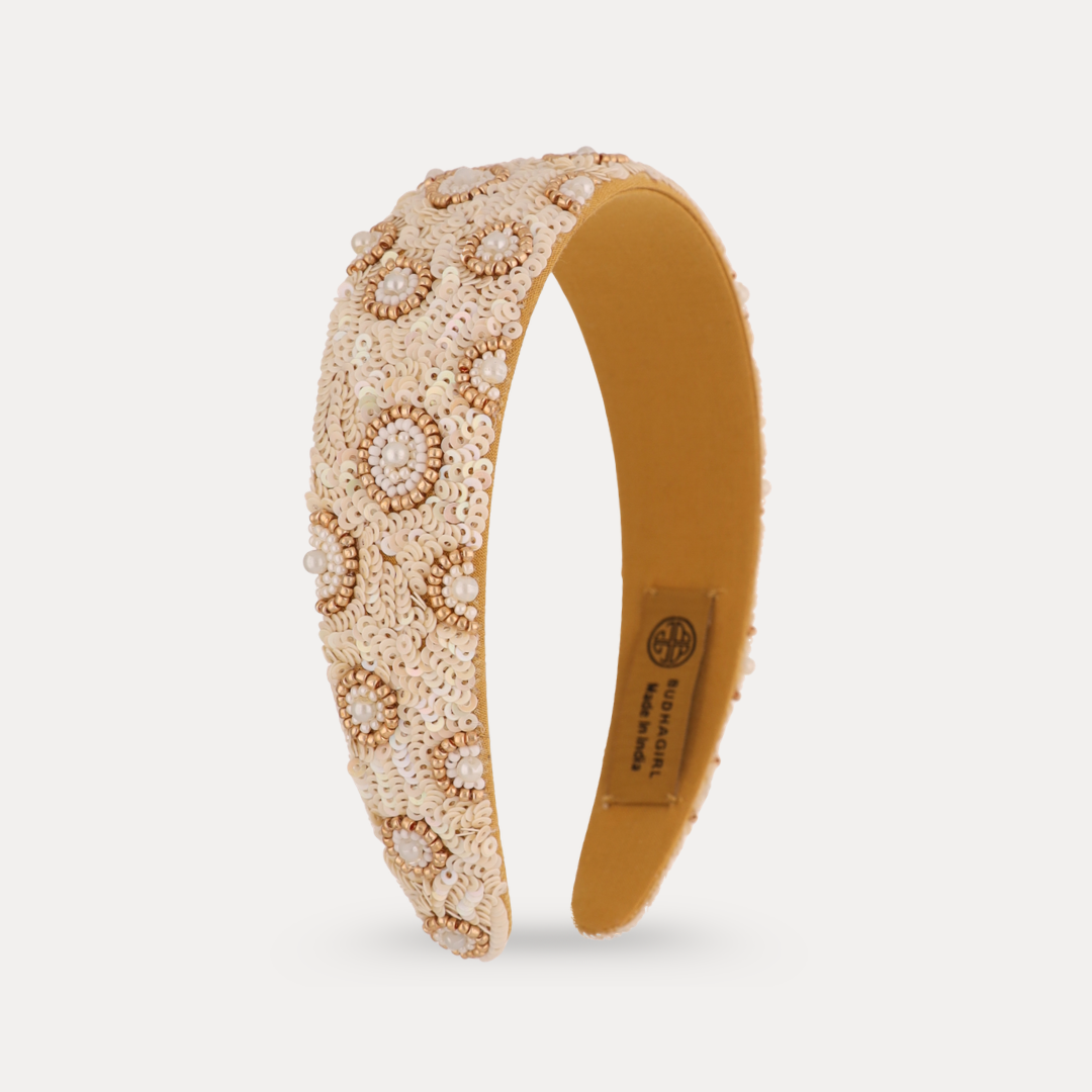 Natasha Cream Sequin Pearl Headband