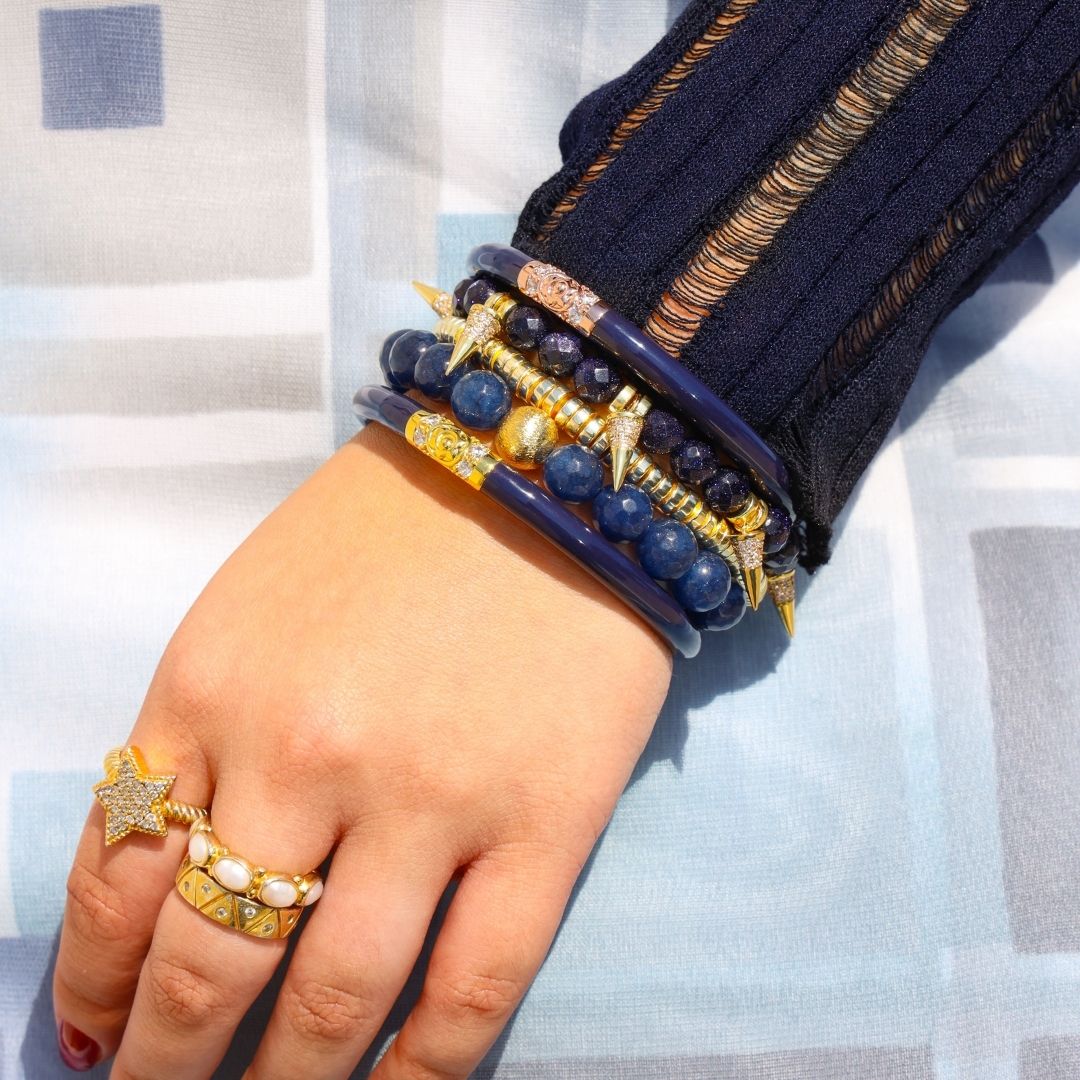 Navy Summer Blues Bangle Bracelet Stack | BuDhaGirl