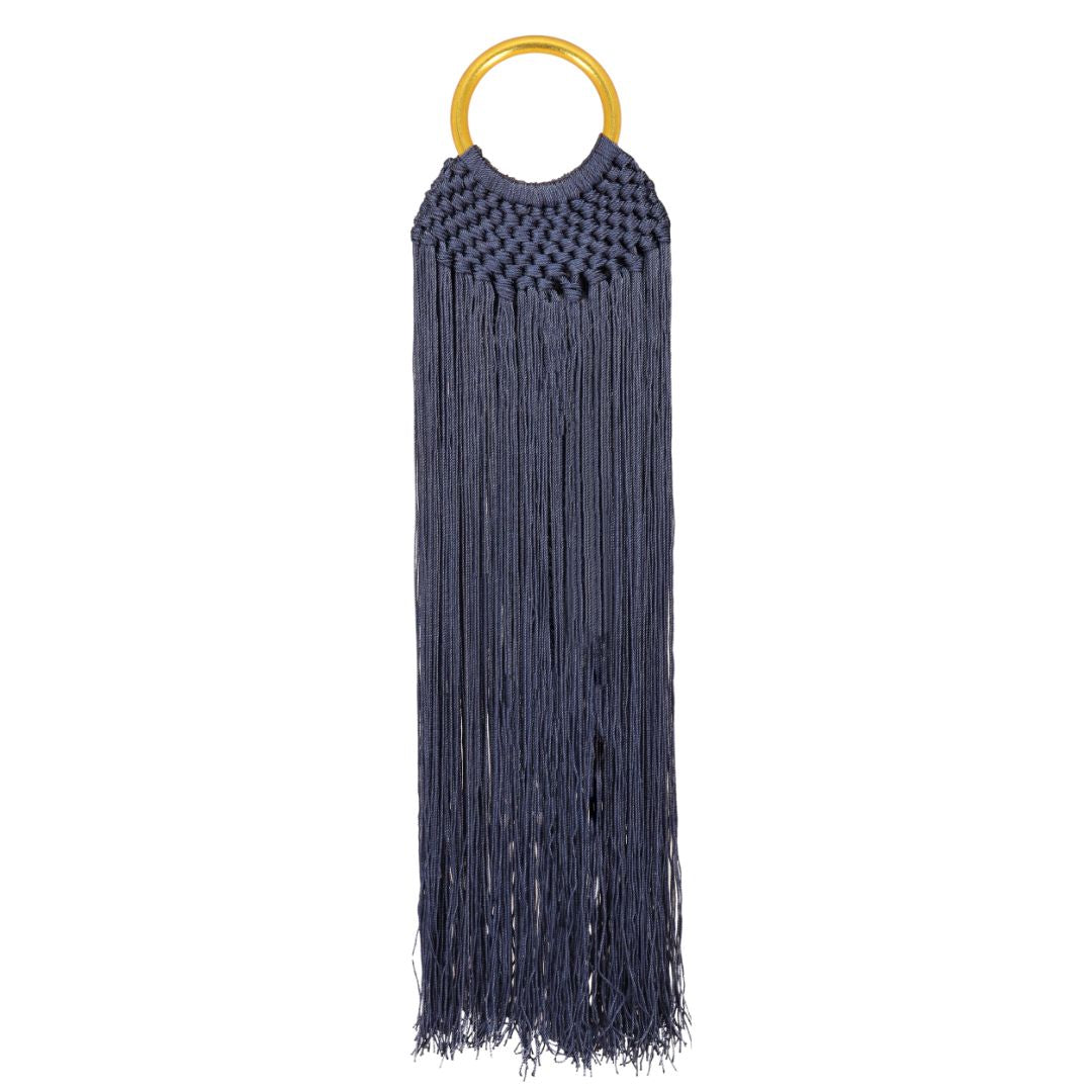 Navy Sophie Macrame Handbag with Gold Bangle Handle | BuDhaGirl