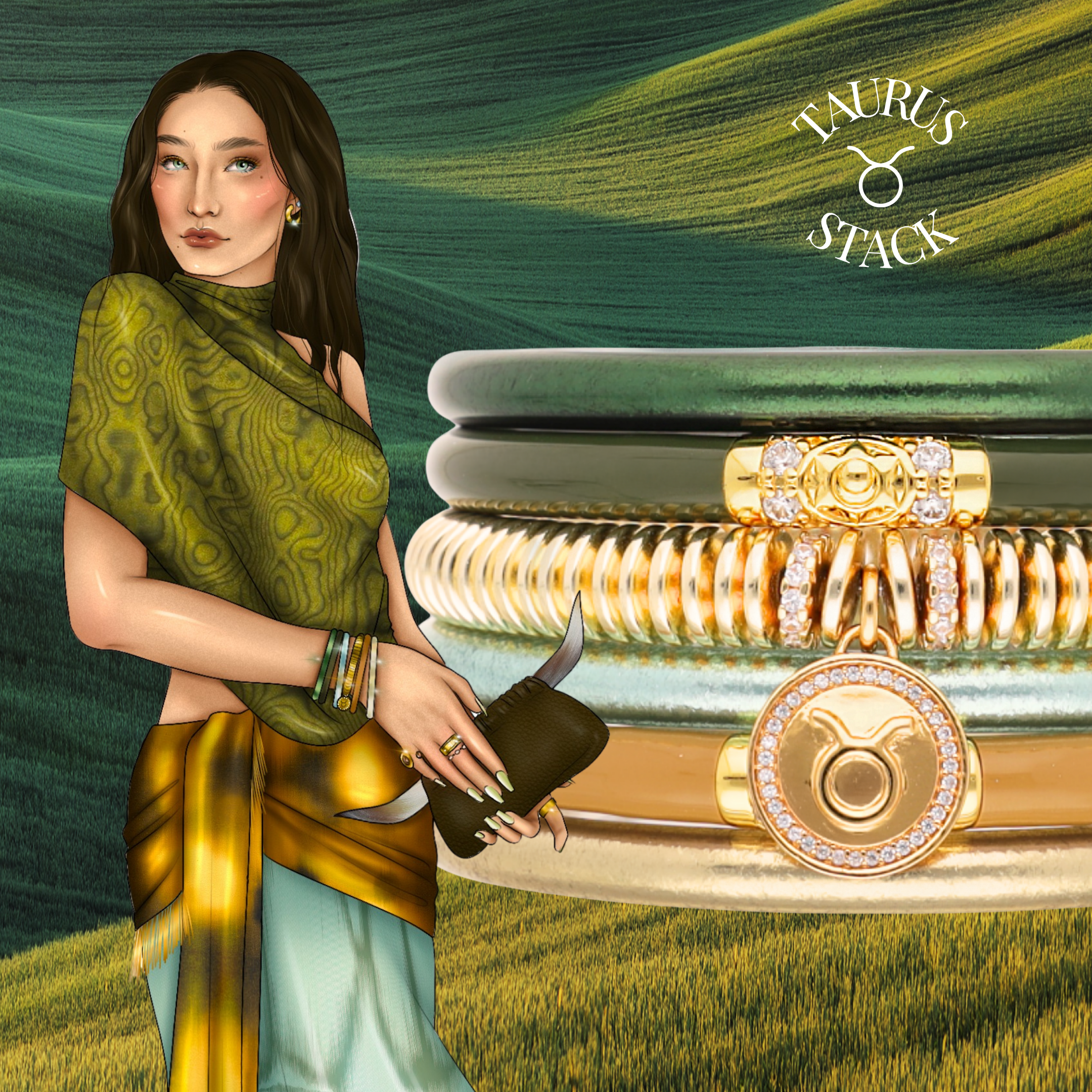 a woman in a green dress