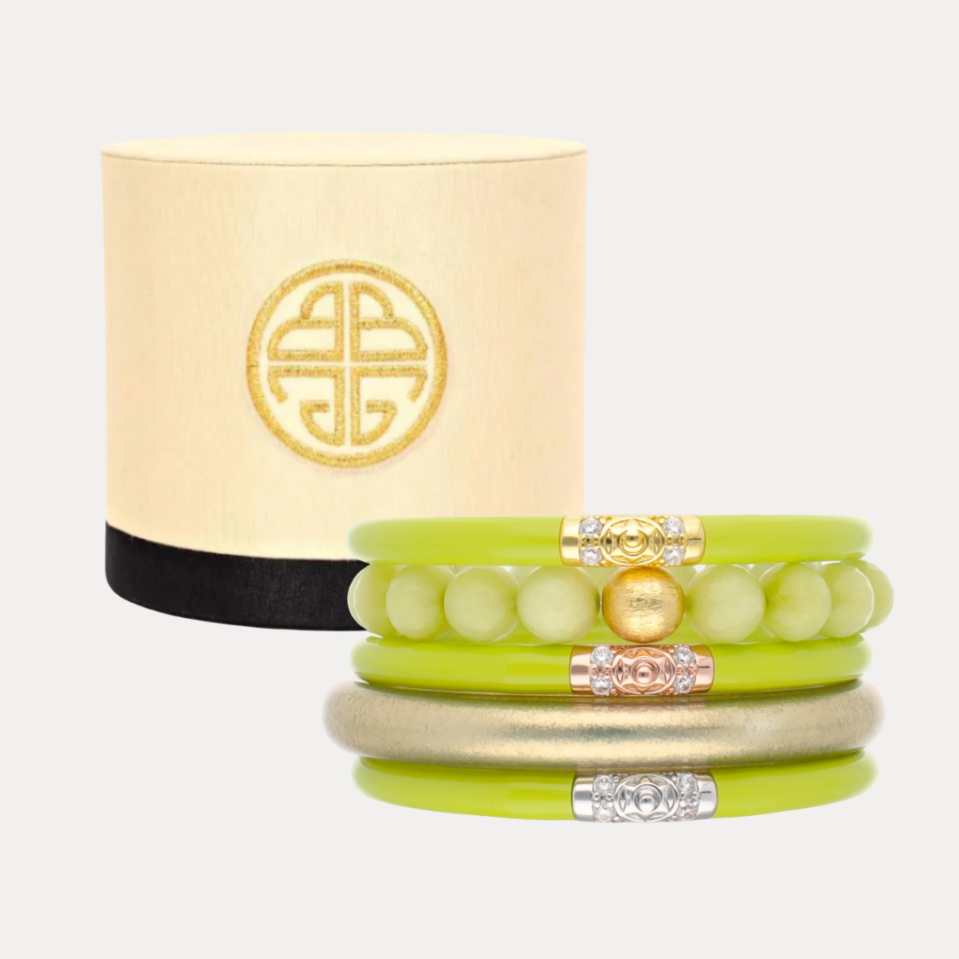 a group of bracelets in a box