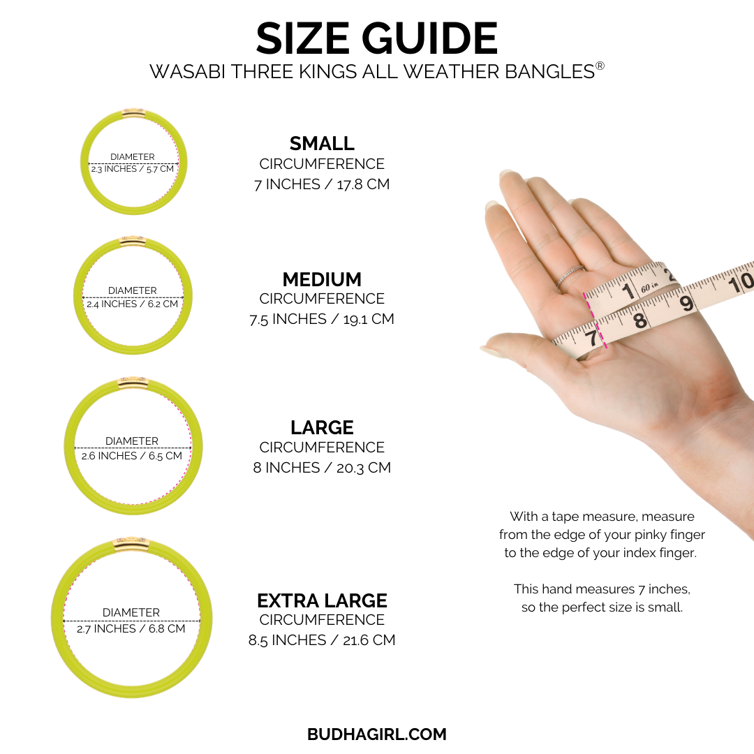 a hand measuring a size guide