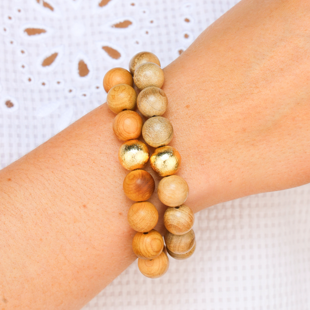 Ashen Wood Beaded Bracelet For Women | BuDhaGirl