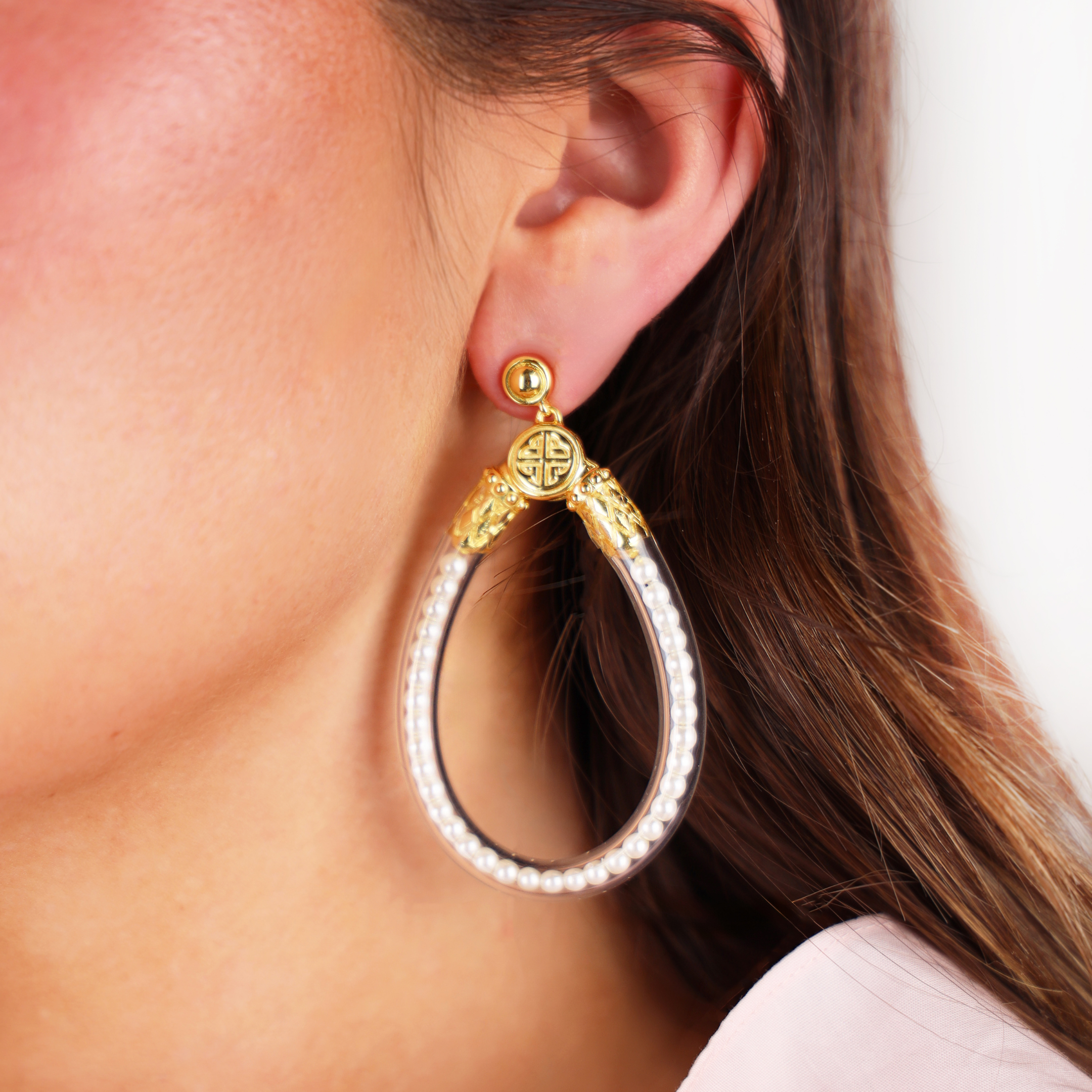 White Pearl All Weather Earrings