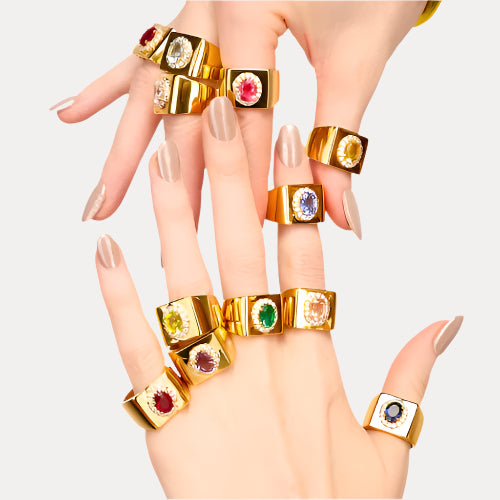 Gold Plated Brass Adjustable Birthday/Birthstone Rings | BuDhaGirl