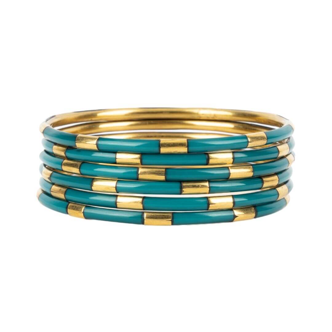 Caribe Enamel Veda Bangle Bracelets - Set of 6