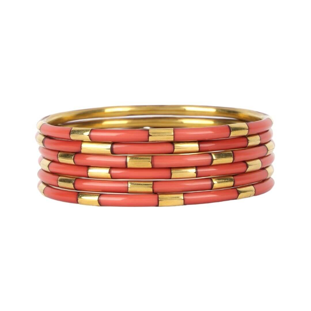 Caramel Enamel Veda Bangle Bracelets - Set of 6