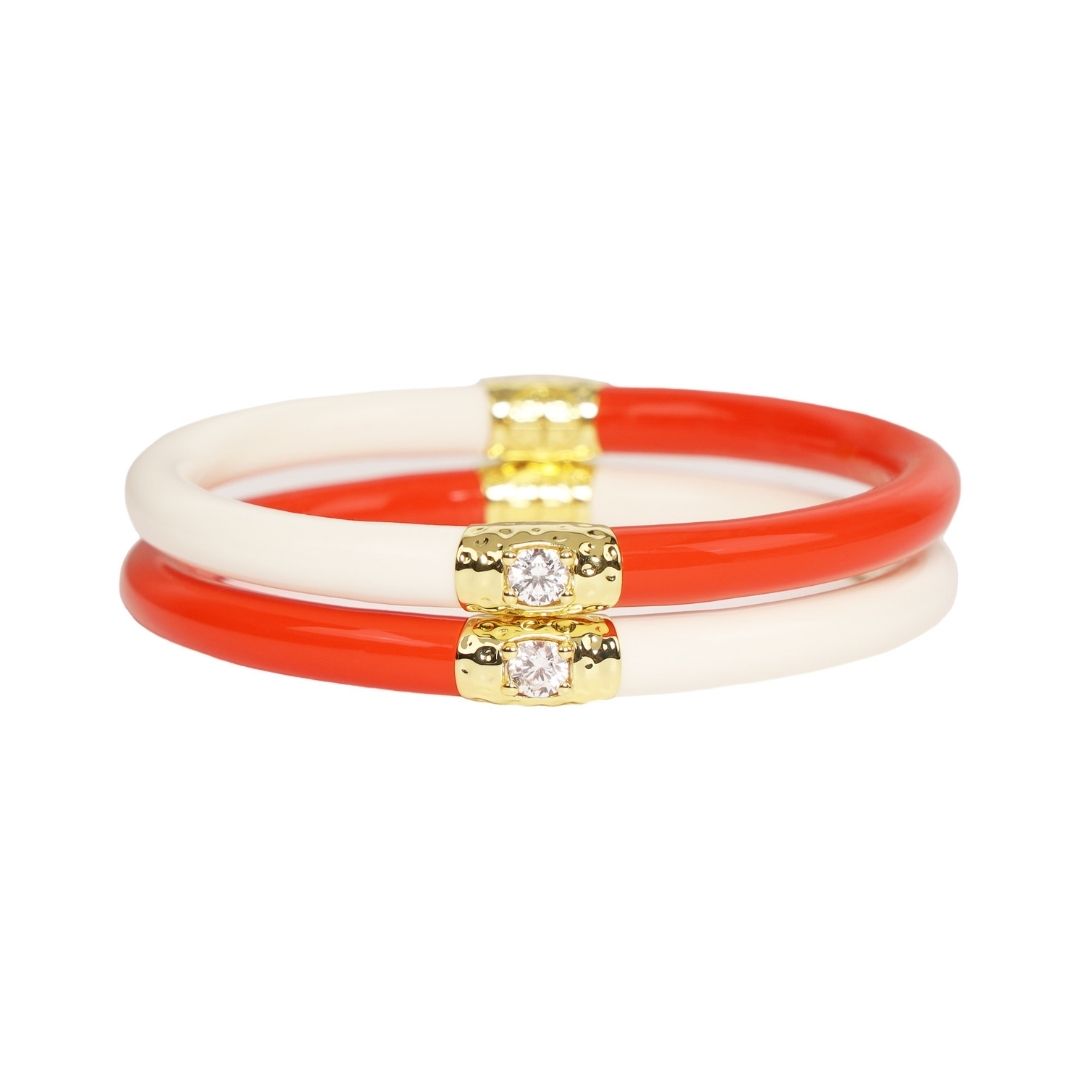 Coral/Ivory Yin & Yang All Weather Bangles® (AWB®) | Bangle Bracelets for Women | BuDhaGirl