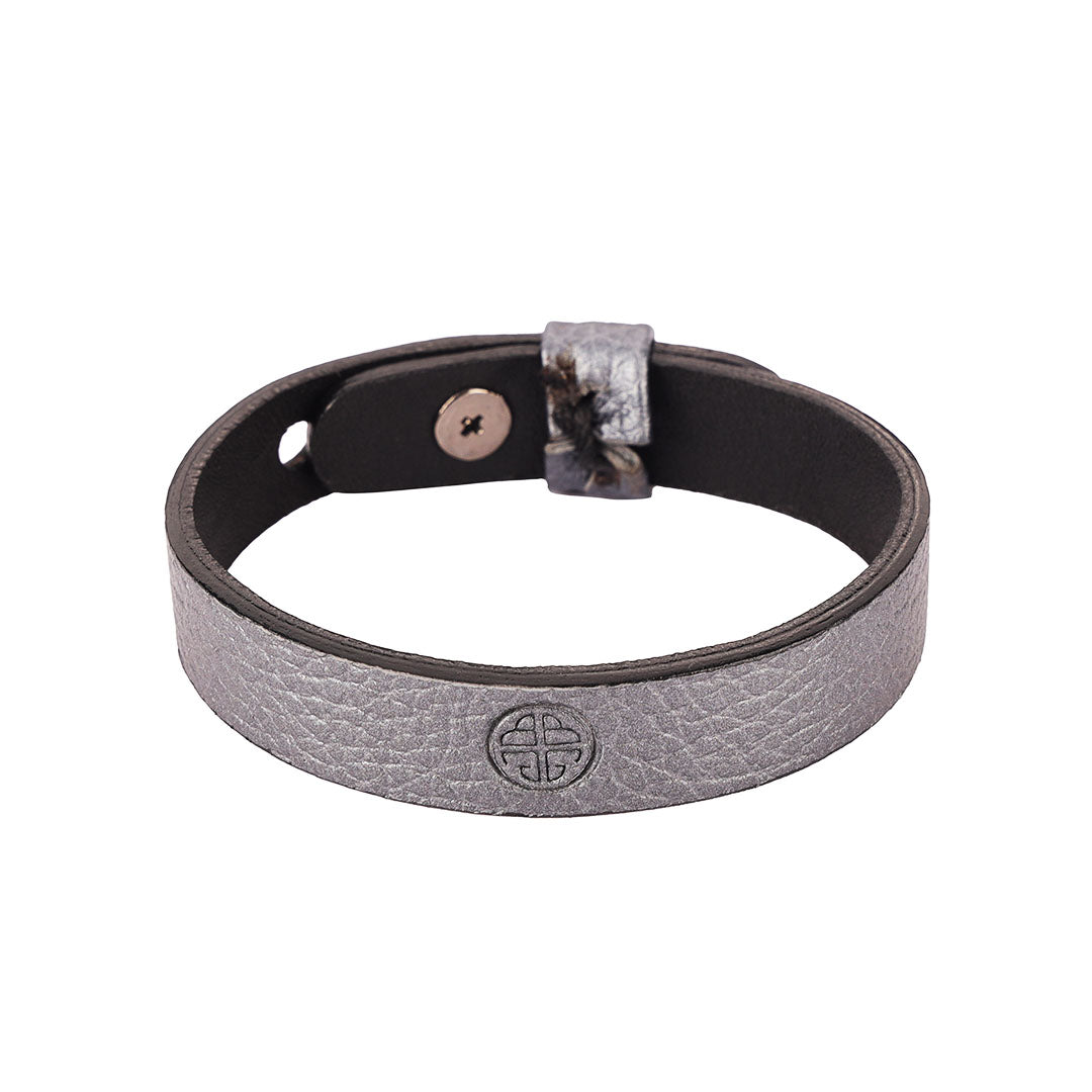 Silver Grey Leather Bracelet for Men | Mens Jewelry and Bracelets for Men | BuDhaGirl