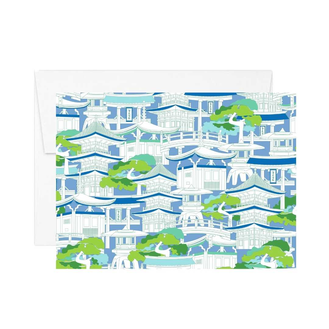 Blue High Quality Notecard Set | Pagoda Inspired | BuDhaGirl