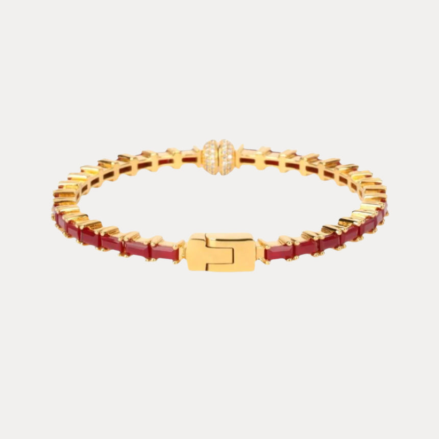 Ruby Baguette Crystals Aurora Bracelet | BuDhaGirl