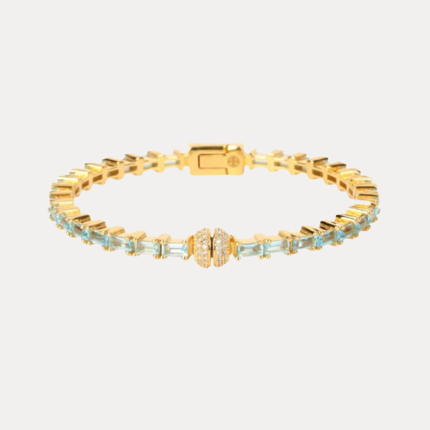 Sky Blue Topaz Baguette Crystals Aurora Bracelet | BuDhaGirl