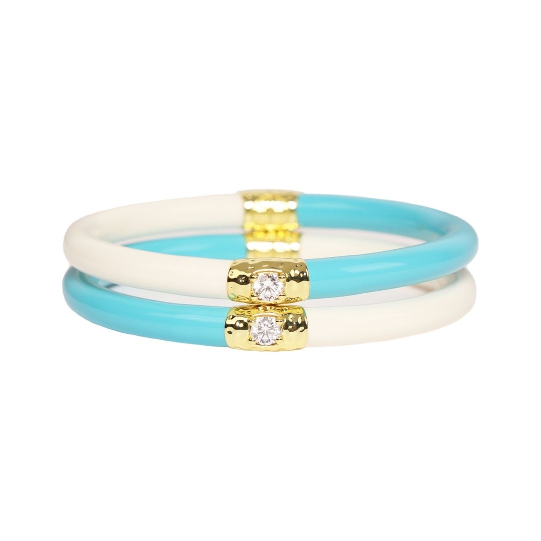 Turquoise/Ivory Yin & Yang All Weather Bangles® (AWB®) | Bangle Bracelets for Women | BuDhaGirl